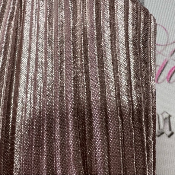 Shimmer pants blush rose gold shiny sparkly stretchy flare leg with grey waist - Picture 5 of 11